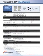 Preview for 2 page of Trango Systems Trango TrangoLink-10A Specifications