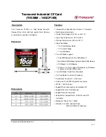 Transcend CompactFlash 100I Specification Sheet preview