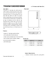 Transcend TS128GSSD18M-M Specifications preview