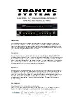 Preview for 2 page of Trantec S4000ADU Operating Instructions