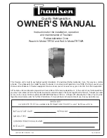 Preview for 1 page of Traulsen TRT32 Owner'S Manual