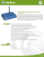 Preview for 1 page of TRENDnet 54Mbps 802.11g Wireless Access Point TEW-430APB (c1) Specifications