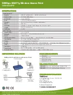 Preview for 2 page of TRENDnet 54Mbps 802.11g Wireless Access Point TEW-430APB (c1) Specifications