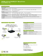 Предварительный просмотр 3 страницы TRENDnet TEW-635BRM - Wireless Router Specifications