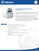 Предварительный просмотр 1 страницы TRENDnet TV-IP410 - Pan/Tilt Internet Camera Server Network Specifications