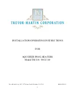 Trevor-Martin Corporation Aquefier TM114 Installation & Operating Instructions Manual preview