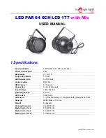 Preview for 1 page of Triangle Lights LED PAR 64 6CH LCD 177 with Mic User Manual