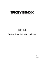 Tricity Bendix BF 420 Instructions For Use And Care Manual preview