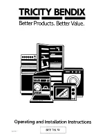 Preview for 1 page of Tricity Bendix BFF781W Operating And Installation Instructions