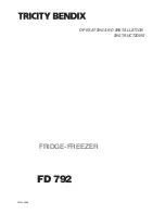 Preview for 1 page of Tricity Bendix FD 792 Operating And Installation Instructions