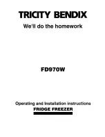 Tricity Bendix FD970W Operating And Installation Instructions preview