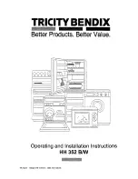 Tricity Bendix HH352B Operating And Installation Manual preview