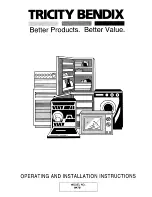 Preview for 1 page of Tricity Bendix IM751 Operating And Installation Instructions