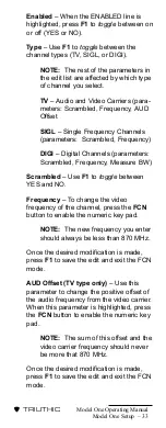 Preview for 36 page of Trilithic Model One Operation Manual