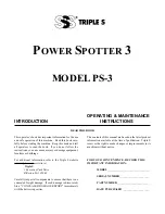 Triple S POWER SPOTTER 3 Operating & Maintenance Instructions preview