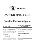 Triple S POWER SPOTTER 4 Operating & Maintenance Instructions preview