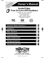 Предварительный просмотр 1 страницы Tripp Lite Audio/Video On-Line UPS System Owner'S Manual