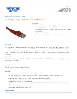 Tripp Lite Cat6 Red Snagless Patch Cable N201-002-RD Specifications preview