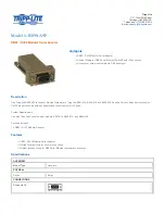 Preview for 1 page of Tripp Lite DB9F-RJ45 Specification Sheet