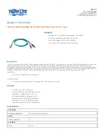 Предварительный просмотр 1 страницы Tripp Lite Multimode Fiber Optics 1-meter N818-01M Specifications