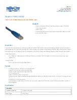 Tripp Lite N002-100-BL Specification Sheet preview