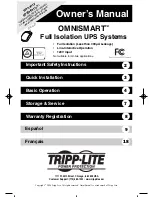 Tripp Lite OmniSmart Full Isolation UPS Systems OMNI500ISO Owner'S Manual preview