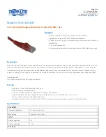 Preview for 1 page of Tripp Lite Red Cat6 Snagless Patch Cable N201-025-RD Specifications