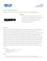 Tripp Lite SmartOnline SU1000RTXL2Ua Specifications preview