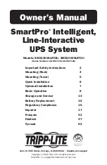 Tripp Lite SmartPro Rackmount SMX3000XLRT2U Owner'S Manual preview
