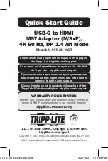 Предварительный просмотр 1 страницы Tripp Lite U444-3H-MST Quick Start Manual