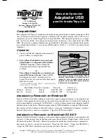 Preview for 2 page of Tripp Lite UPS USB Adapter Owner'S Manual