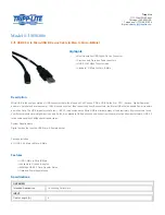 Предварительный просмотр 1 страницы Tripp Lite USB "A" Male to Micro-USB Male U050-006 Specifications