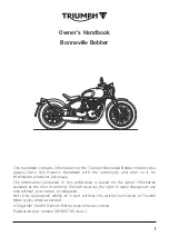 Предварительный просмотр 1 страницы Triumph Bonneville Bobber 2016 Owner'S Handbook Manual