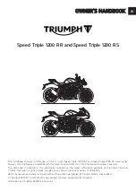 Предварительный просмотр 1 страницы Triumph Speed Triple 1200 RR 2021 Owner'S Handbook Manual