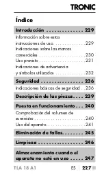 Предварительный просмотр 230 страницы Tronic 383705 2110 Operating Instructions Manual