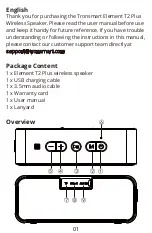 Предварительный просмотр 3 страницы Tronsmart Element T2 Plus User Manual