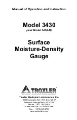 Preview for 1 page of Troxler 3430-M Manual Of Operation And Instruction