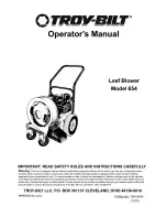 Предварительный просмотр 1 страницы Troy-Bilt 654 Operator'S Manual