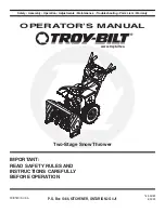 Preview for 1 page of Troy-Bilt Snow Thrower Operator'S Manual