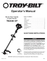 Предварительный просмотр 1 страницы Troy-Bilt TB2040 XP Operator'S Manual