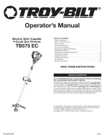 Предварительный просмотр 1 страницы Troy-Bilt TB575 EC Operator'S Manual