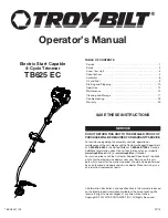 Preview for 1 page of Troy-Bilt TB625 Operator'S Manual