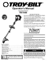 Preview for 1 page of Troy-Bilt TB70SS Operator'S Manual