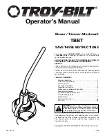 Предварительный просмотр 1 страницы Troy-Bilt TBBT Operator'S Manual