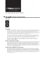 Preview for 1 page of TruAudio Sub-88A Instruction Manual And Owner'S Manual