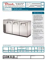 Предварительный просмотр 1 страницы True TBB-24GAL-72-S Specifications