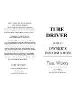 Tube Works TUBE
DRIVER 911 Owner'S Information предпросмотр