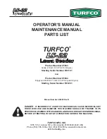 TURFCO 85363 Operator'S  Maintenance Manual preview