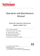 Preview for 1 page of Tuttnauer LABSCI 15LV Operation And Maintenance Manual