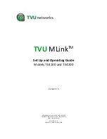 Preview for 1 page of TVU networks MLink TE4100 Set Up And Operating Manual